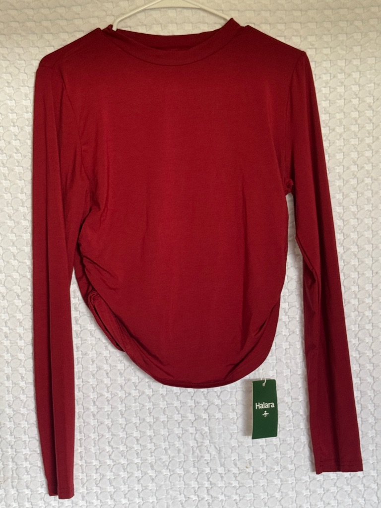 Halara Long Sleeve Red Crewneck Top- L